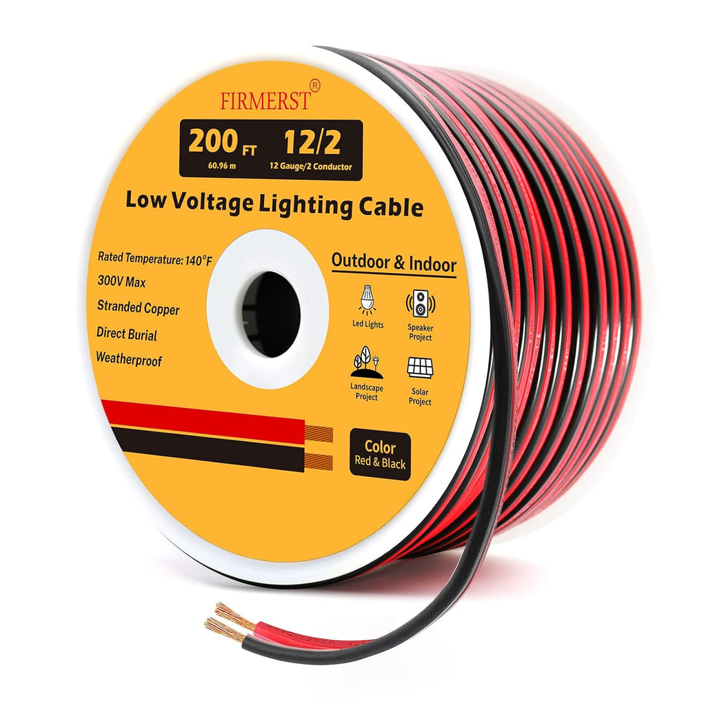 Red Black 100 Feet Pack of 2 Low Voltage Landscape Lighting Cable B1581
