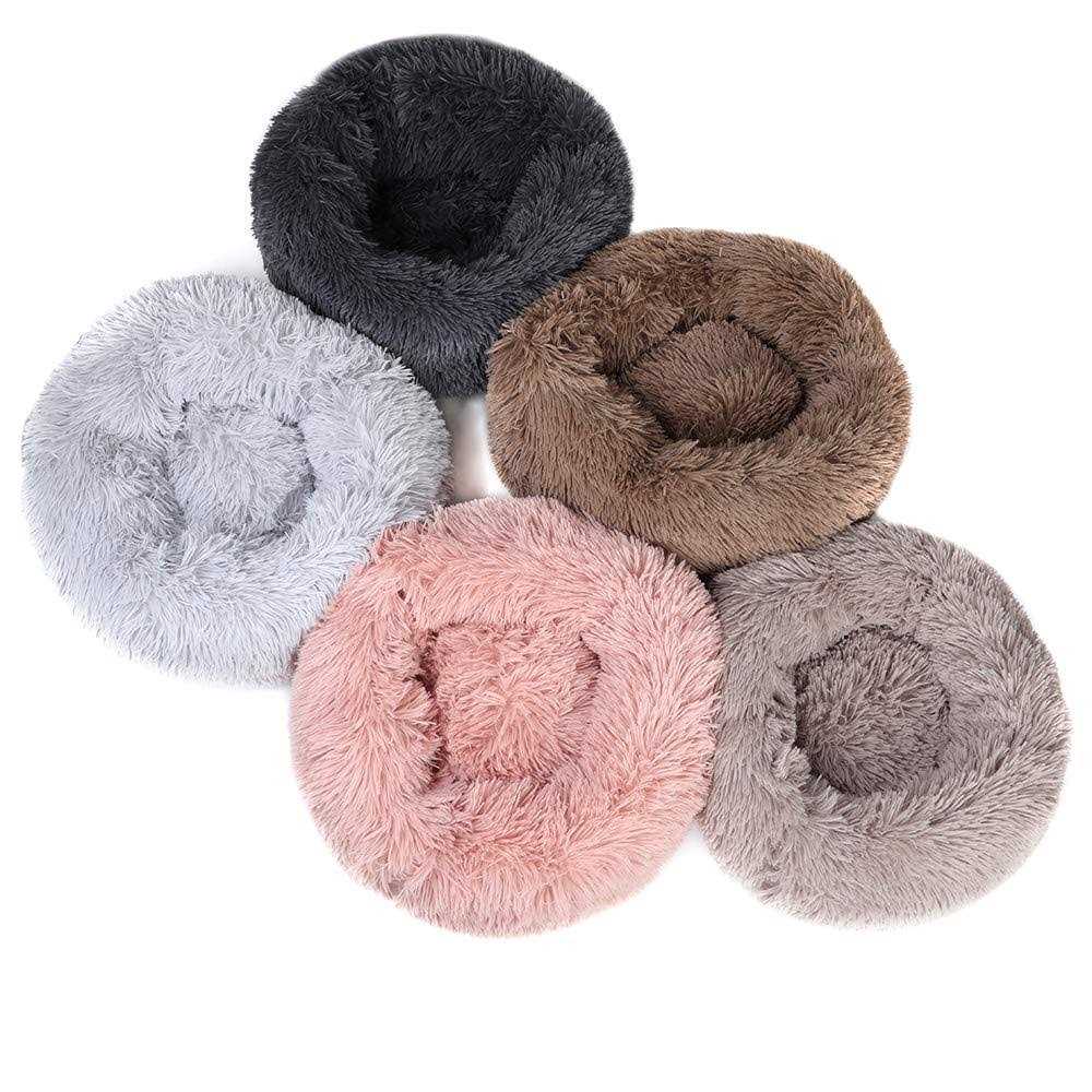 Round Plush Donut Pet Bed Warm Fur Cushion B2504