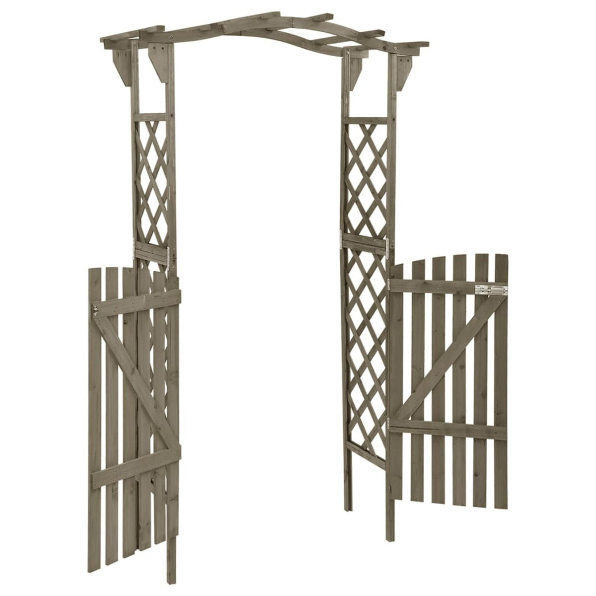 Gray Solid Firwood Pergola with Gate R357872