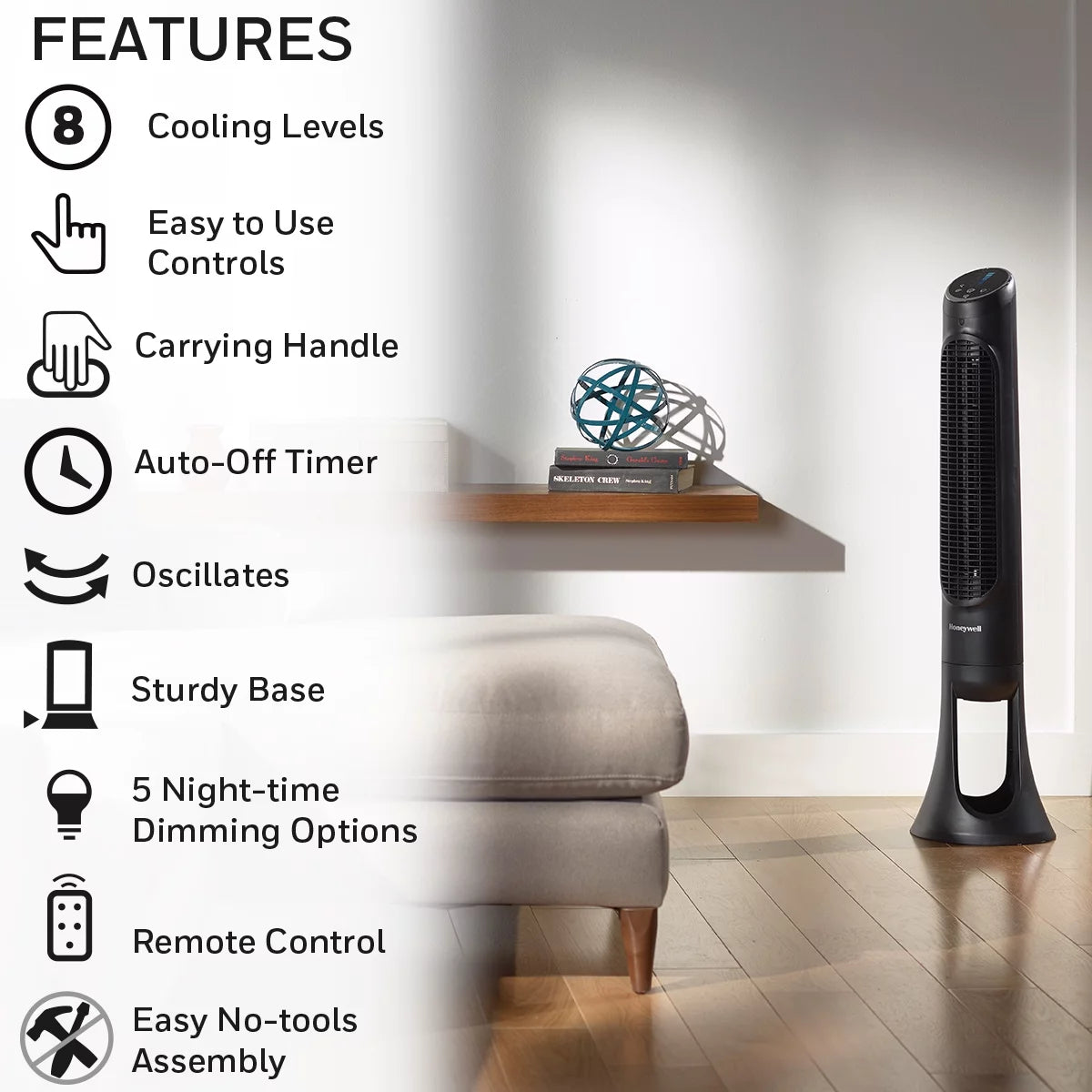 Black Oscillating Electric Tower Fan Z647