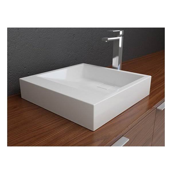 White Solid Surface Above Counter Bathroom Sink E228