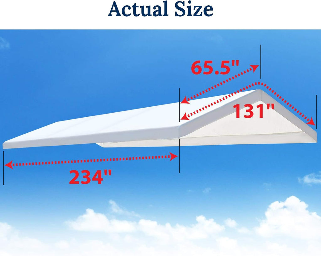 10'x20' Carport Replacement Canopy Cover with Ball Bungees W273752
