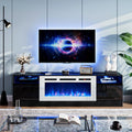 Black 79 inch Fireplace TV Stand with Electric Fireplace M1368