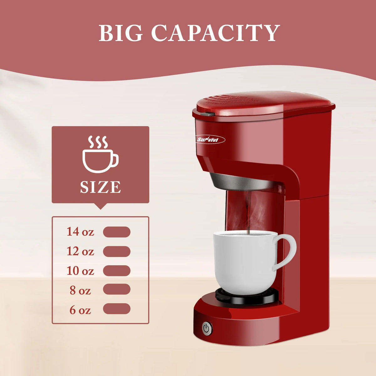 Single Serve Coffee Maker with 30 Oz Detachable Reservoir, Black J374