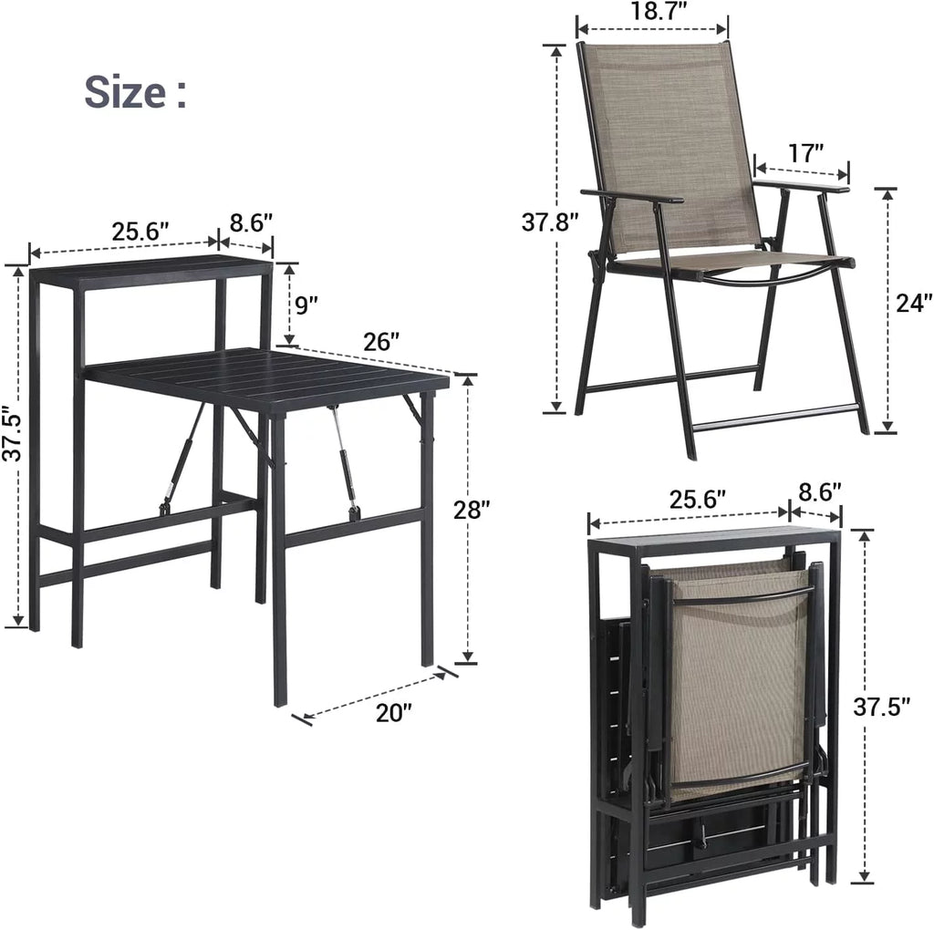 3 Piece Outdoor Folding Bistro Set with Coffee Table S622813