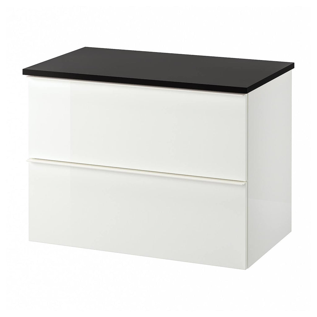 Sink Cabinet with 2 Drawers, High Gloss White P850