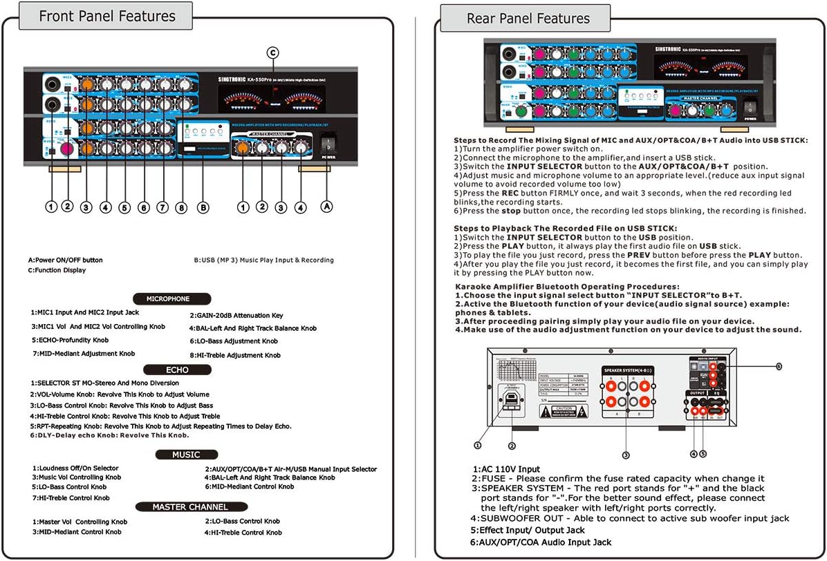 1500W Mixing Amplifier Karaoke with Bluetooth V73974