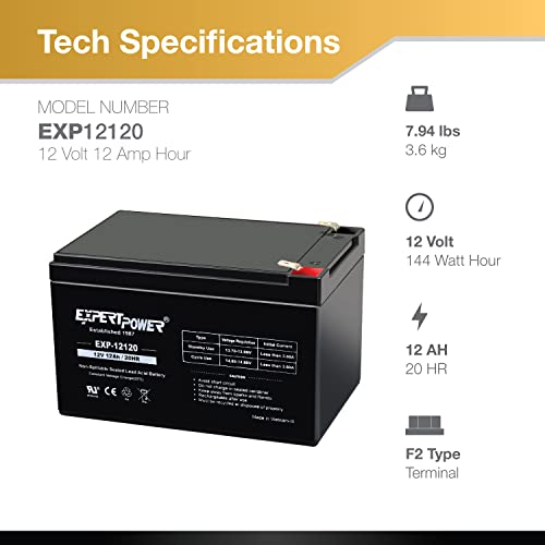 12 Volt 12 Ah Rechargeable Battery with F2 Terminals E388