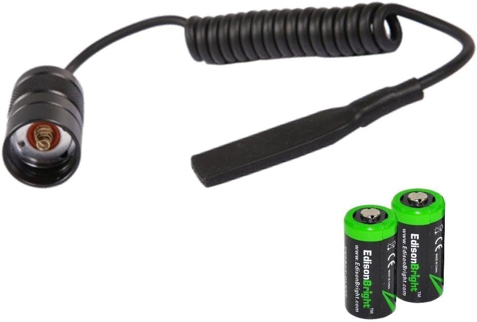 Tactical Flashlight with Pressure Switch and Two CR123A Lithium Batteries D726474