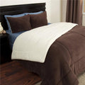 3 Piece Sherpa & Fleece Comforter Set Chocolate Full & Queen Size U28432