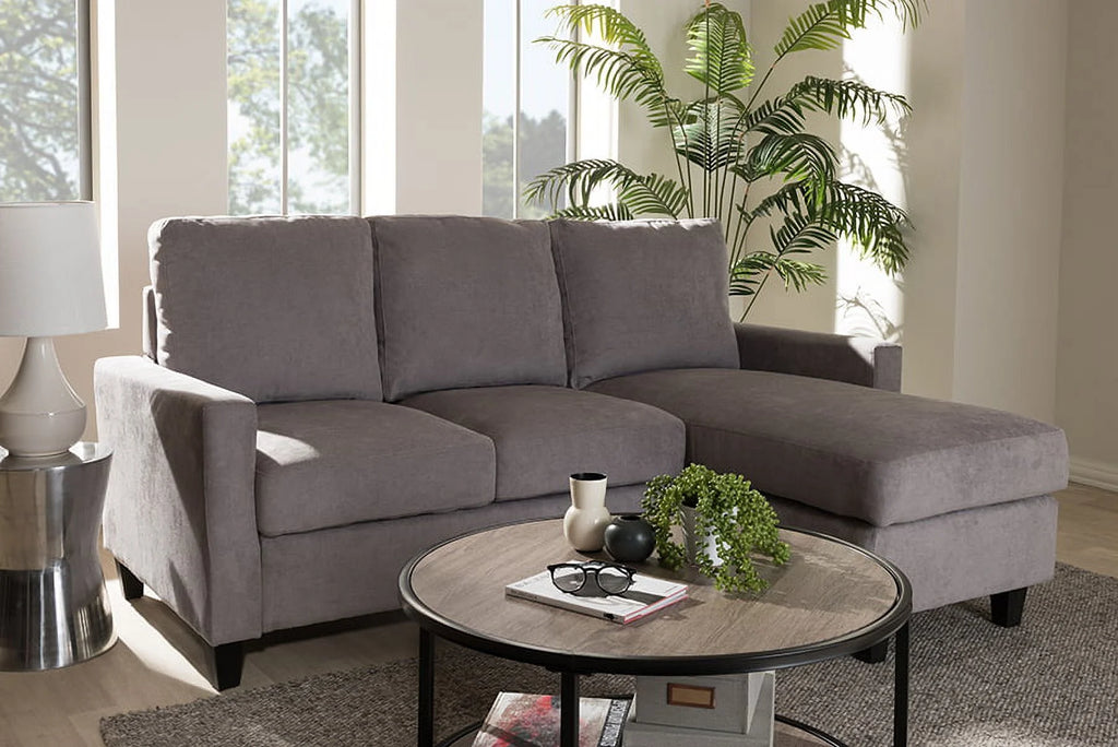 Light Grey Fabric Reversible Sectional Sofa A2703