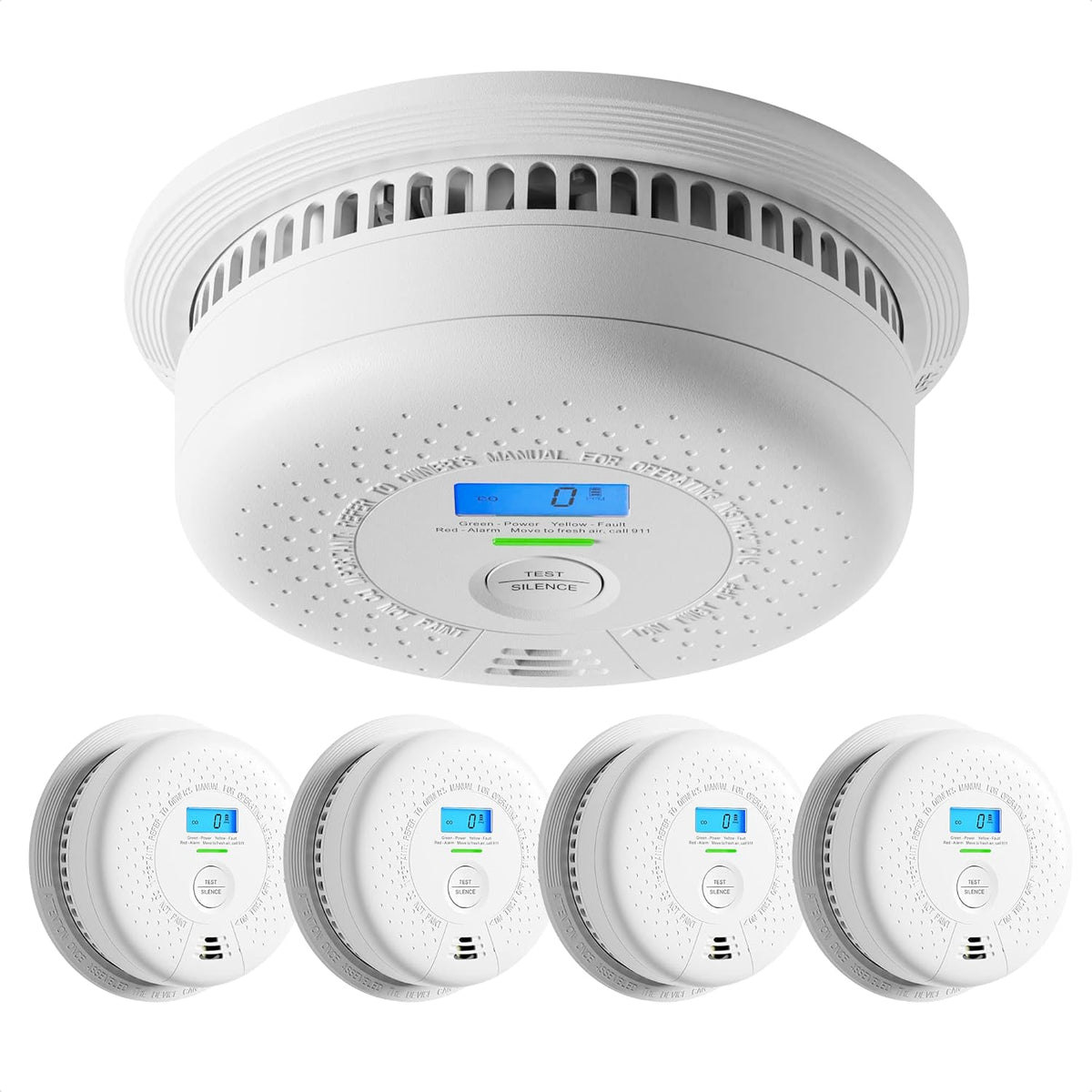 10-Year Battery Smoke and Carbon Monoxide Detector Alarm with LCD Display, Dual Sensor Q6431