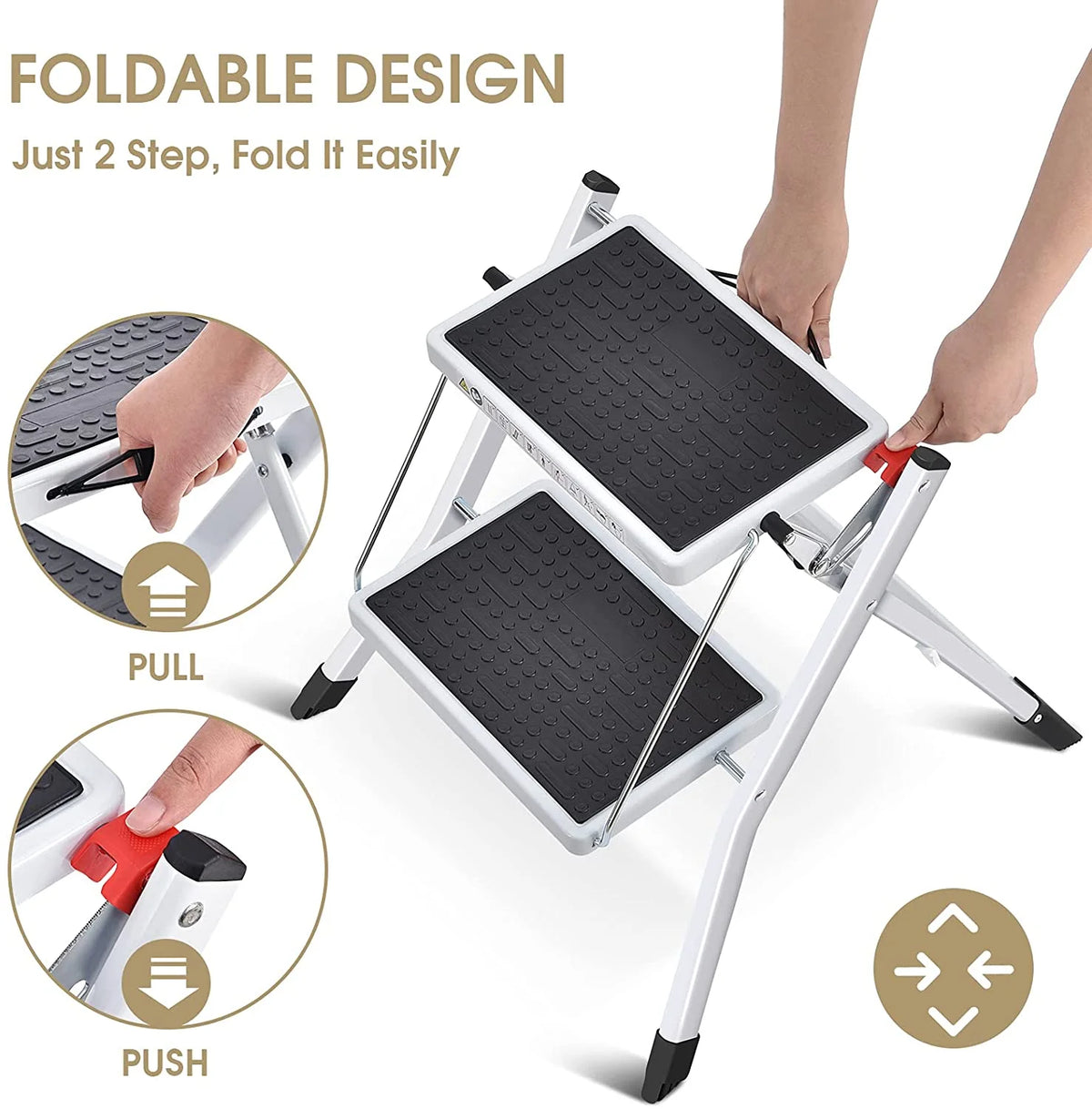 2 Step Folding Non-Slip Ladder 330Lbs Capacity Q9888