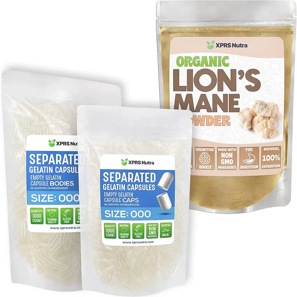 Size 000 Capsules with Lion's Mane Powder Bundle I344494