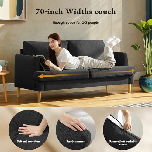 Beige Upholstered 70" 2-Seater Loveseat Sofa with USB Type C Ports R995208