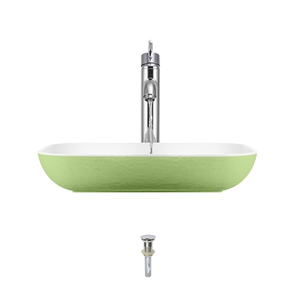 Polystone Rectangle Vessel Sink with Vessel Faucet Y84950