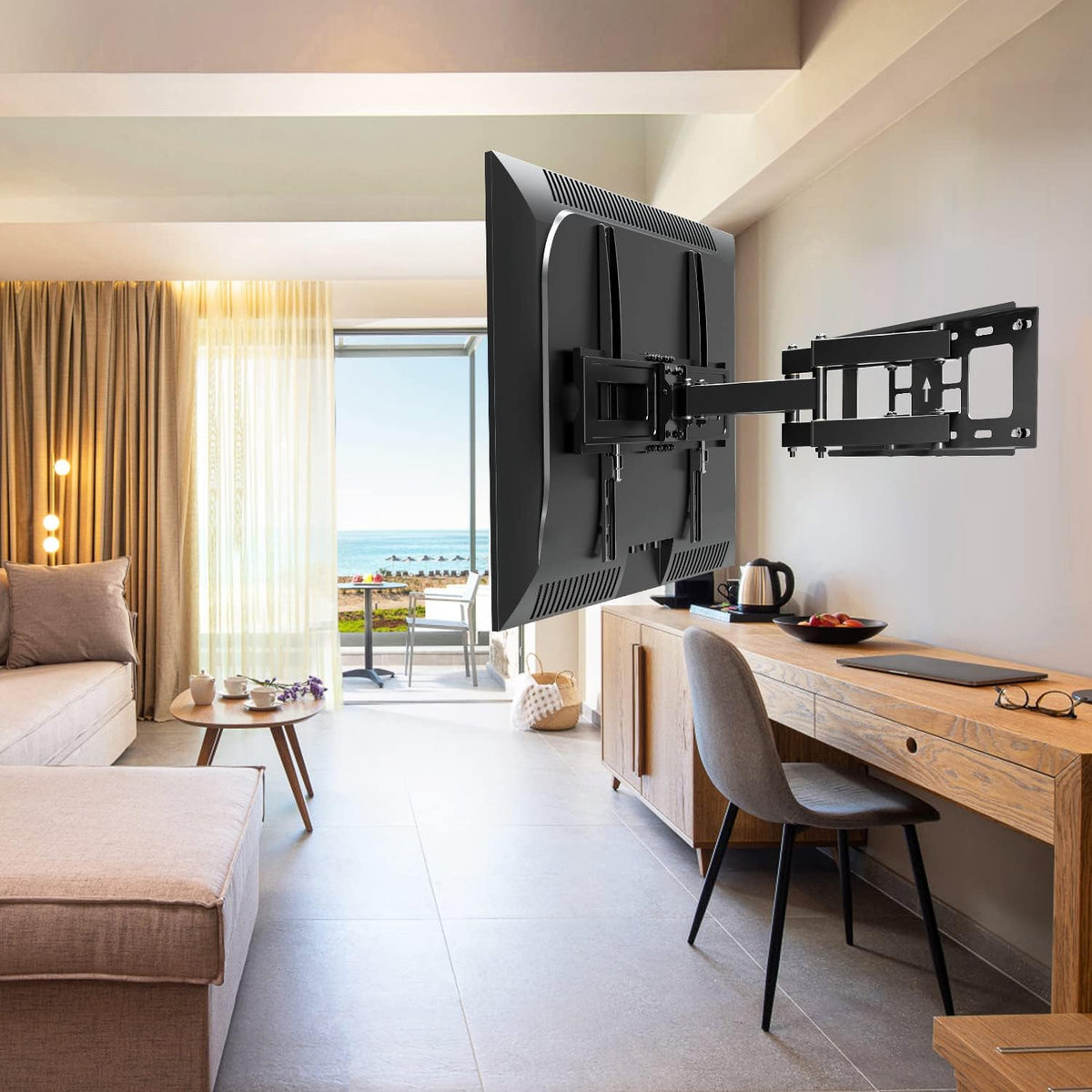 TV Wall Mount for 37-75 Inch Flat Screen TVs, Swivel and Tilt Full Motion, Max VESA 600x400mm, 99 lbs, Pack of 2 T69731