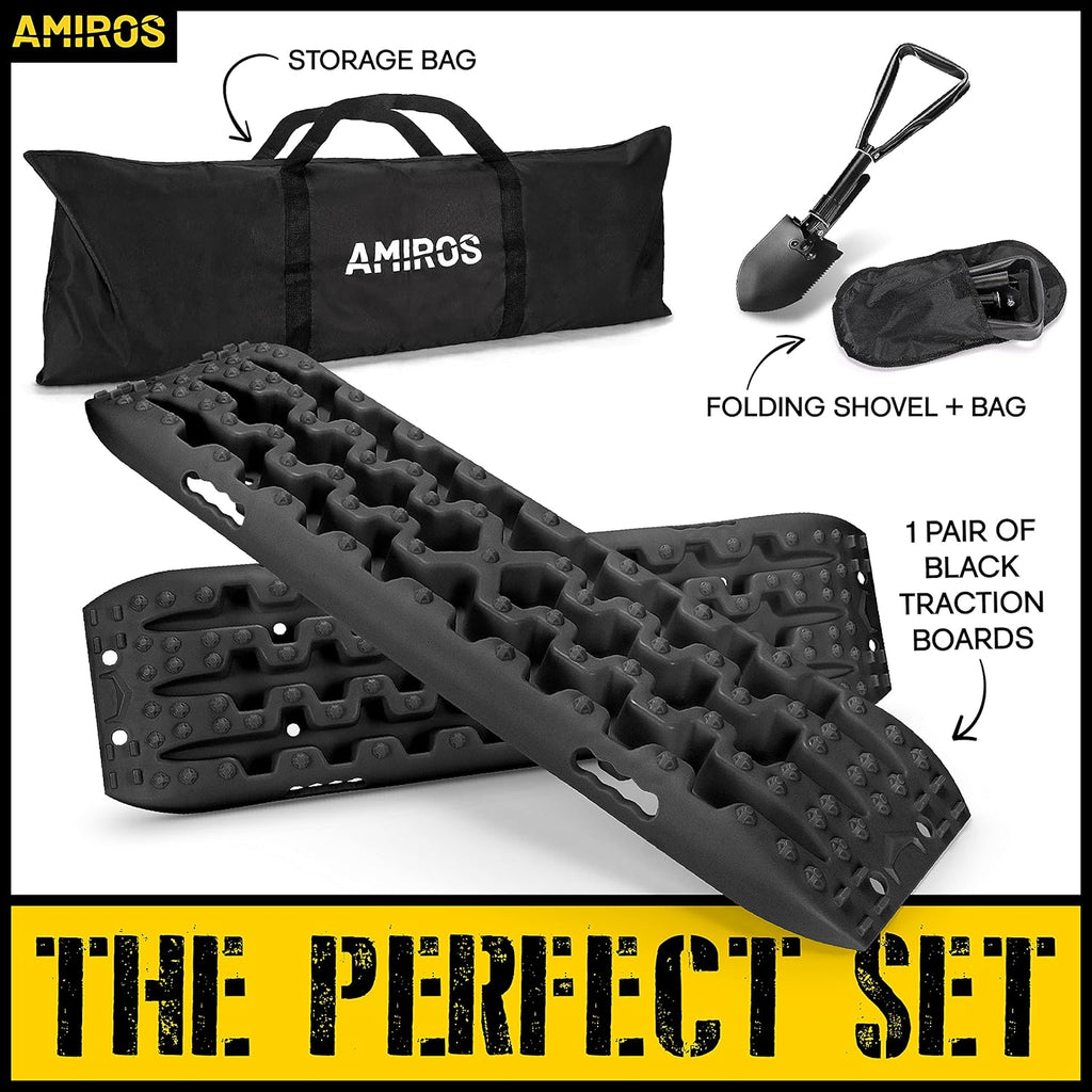Traction Board with Folding Shovel, 10T Capacity, Set of 2 Tracks with Trowel & Travel Bag G8597
