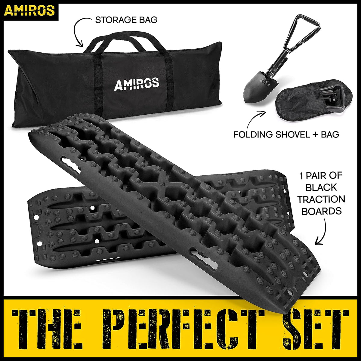 Traction Board with Folding Shovel, 10T Capacity, Set of 2 Tracks with Trowel & Travel Bag G8597