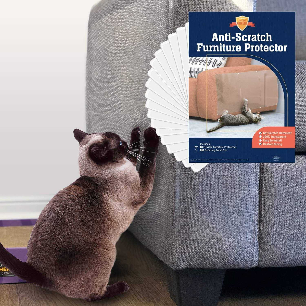 Cat Scratch Deterrent 6-Pack 17-inch x 12-inch Furniture Protectors X980192