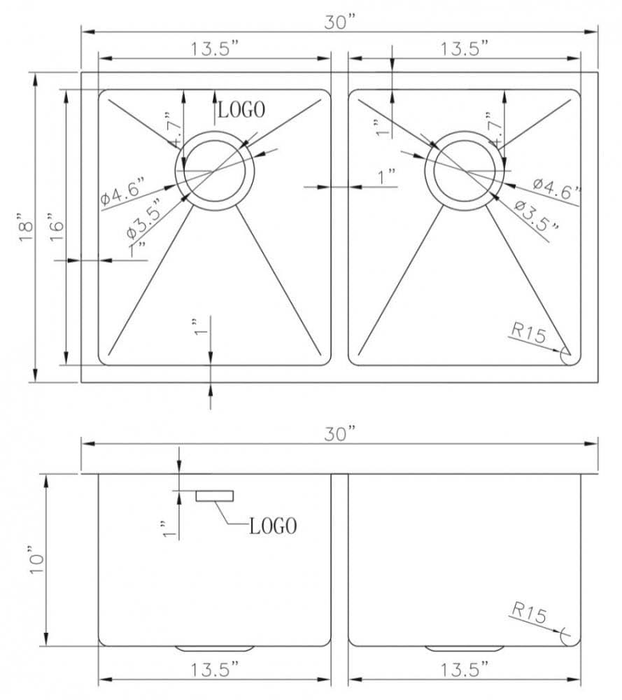 Chrome Kitchen Sink with Stainless Steel Finish, 18 Gauge N58800