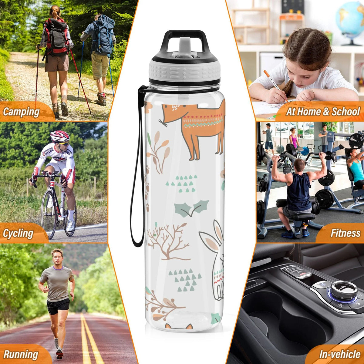 32oz Tritan Leakproof Clear Water Bottle with Straw Q9996