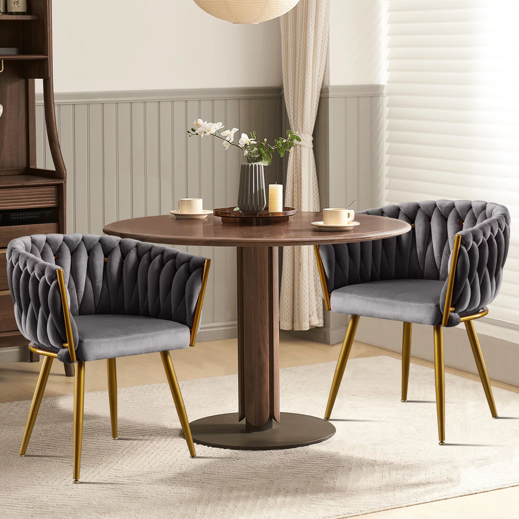 Velvet Dining Chairs Set of 2 Dark Grey F58455