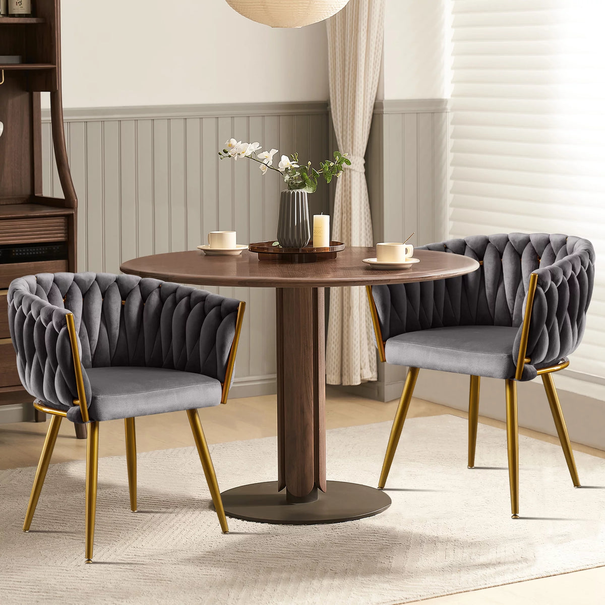 Velvet Dining Chairs Set of 2 Dark Grey F58455