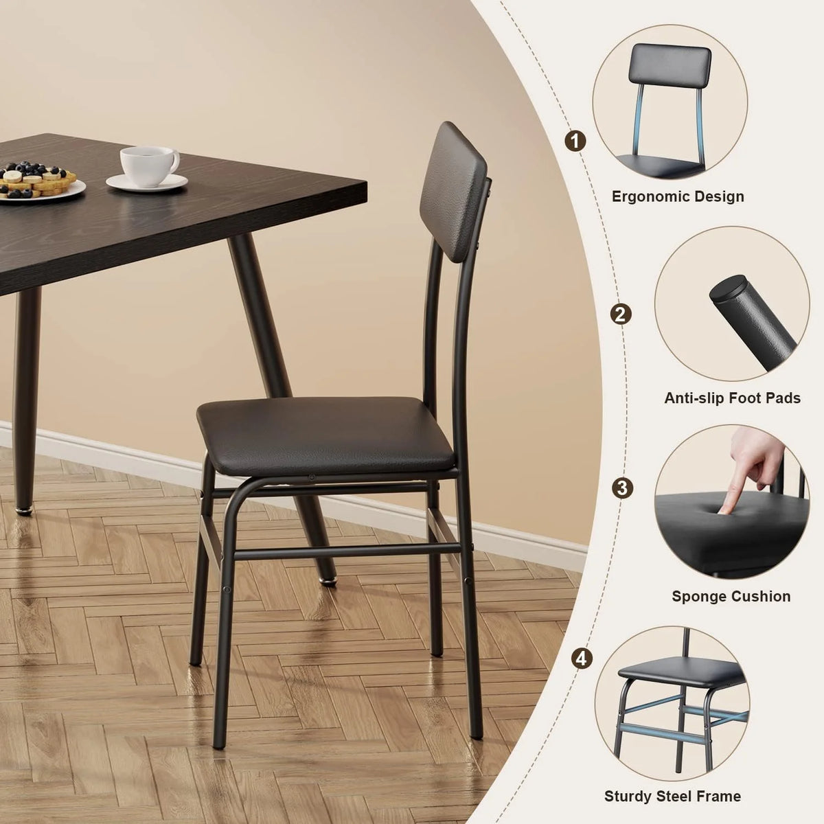 Dining Table Set for 4 with 4 Chairs M2743
