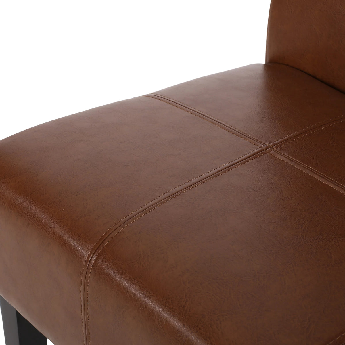 Cognac Brown Faux Leather Dining Chairs Set of 4 W312