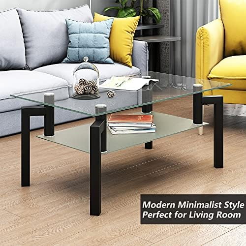 Glass Coffee Table Set of 3 Black Tempered Glass A7504