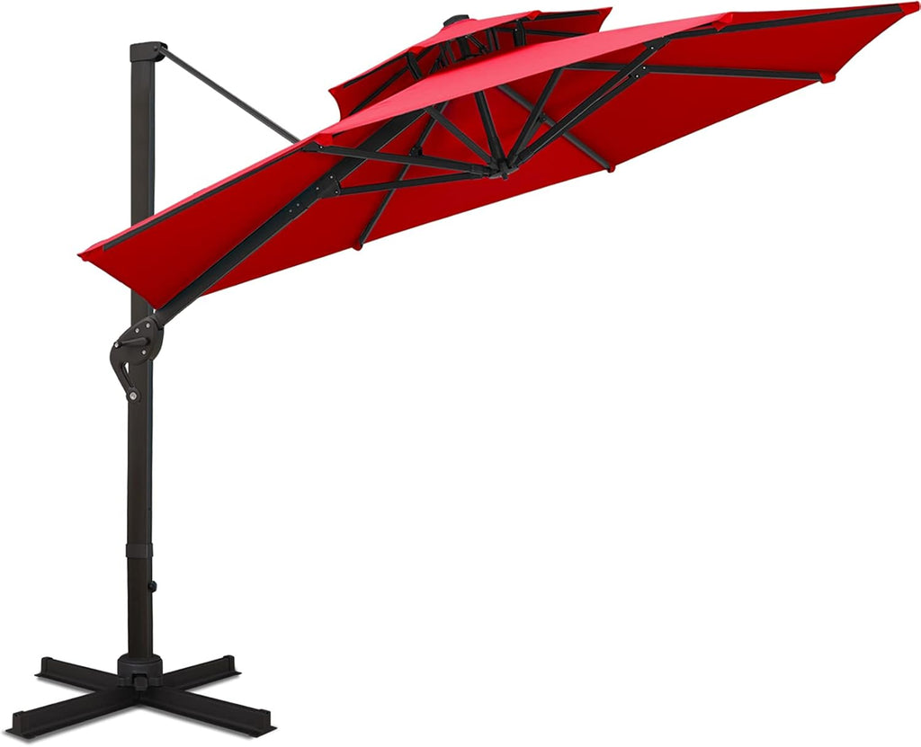 11FT Double Top Cantilever Patio Umbrella Tan T500