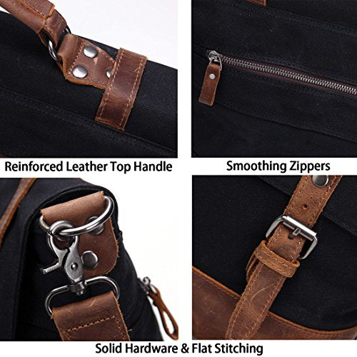 Waxed Canvas Leather Laptop Messenger Bag 15.6" B49250