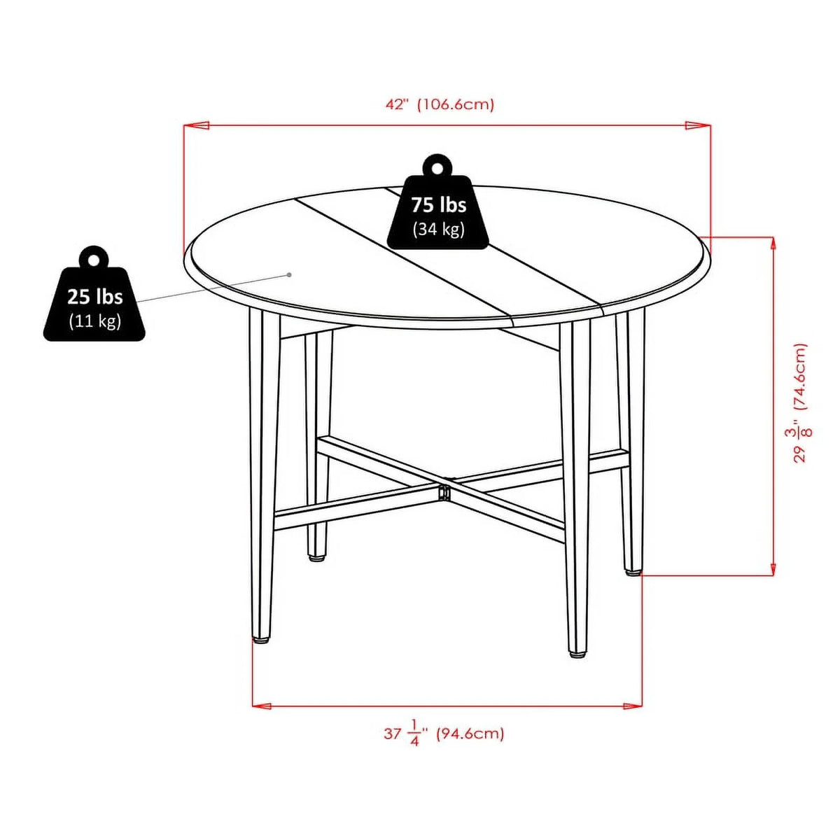 42" Round Drop Leaf Dining Table in Light Oak U272