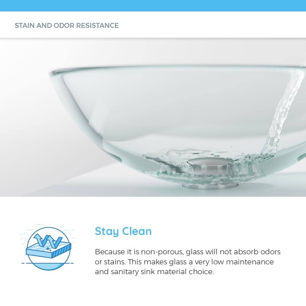 Crystal Vessel Sink Ensemble with Chrome Finish Faucet, Pop-Up Drain, and Sink Ring A283406