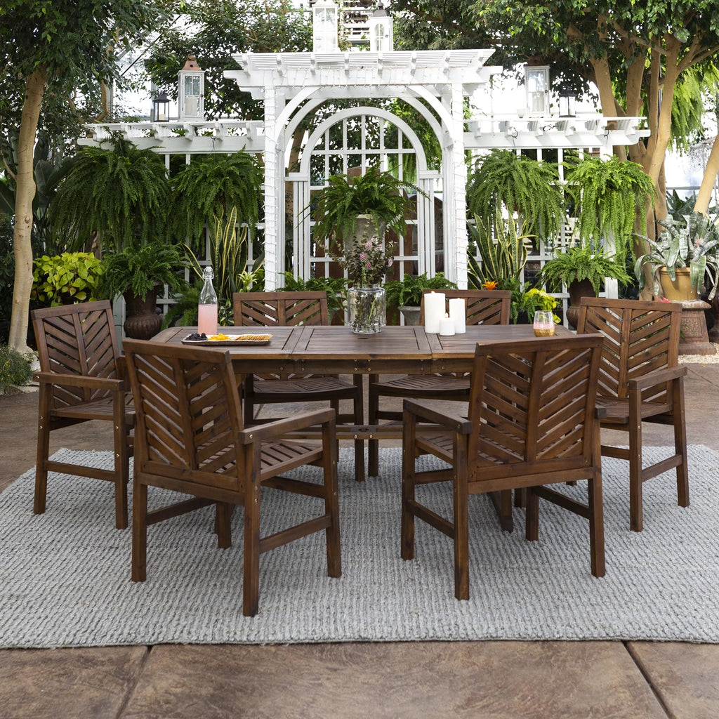Dark Brown 7-Piece Wood Outdoor Patio Dining Set G5897
