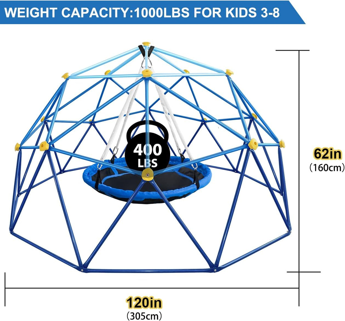 10ft Climbing Dome with Net Chair, Rust & Uv Resistant, Supporting 1000lbs B126170