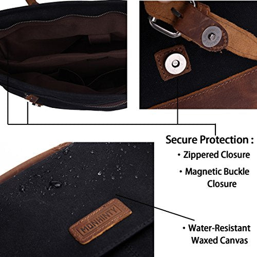 Waxed Canvas Leather Laptop Messenger Bag 15.6" B49250