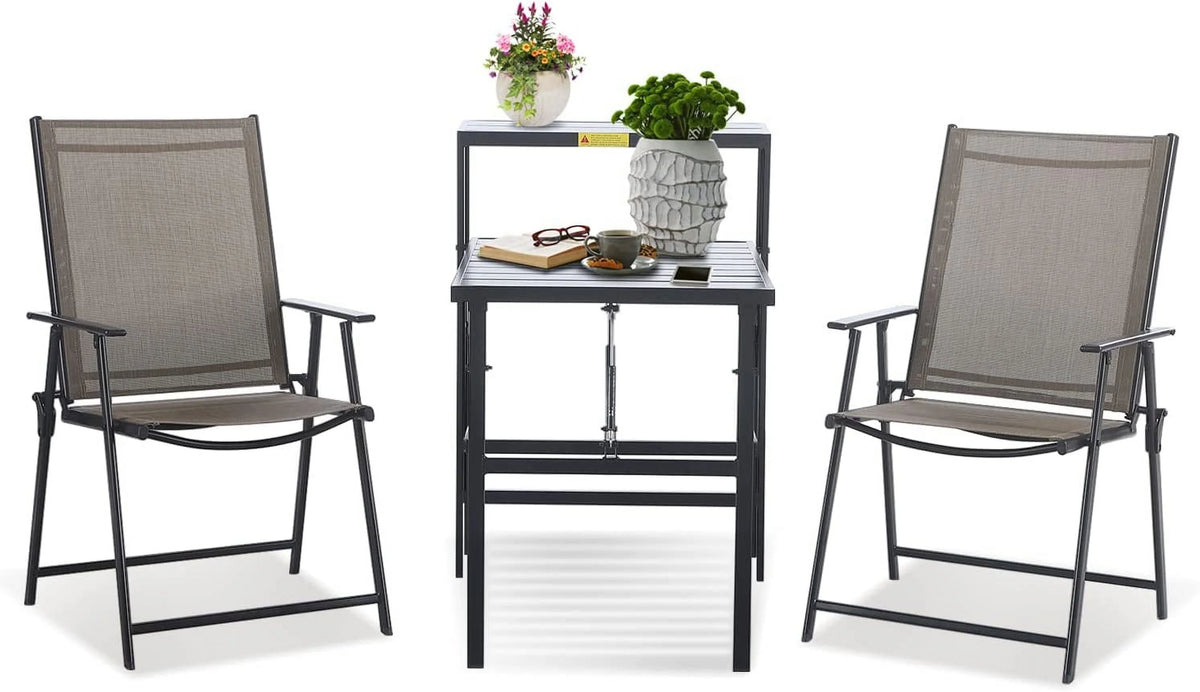 3 Piece Outdoor Folding Bistro Set with Coffee Table S622813