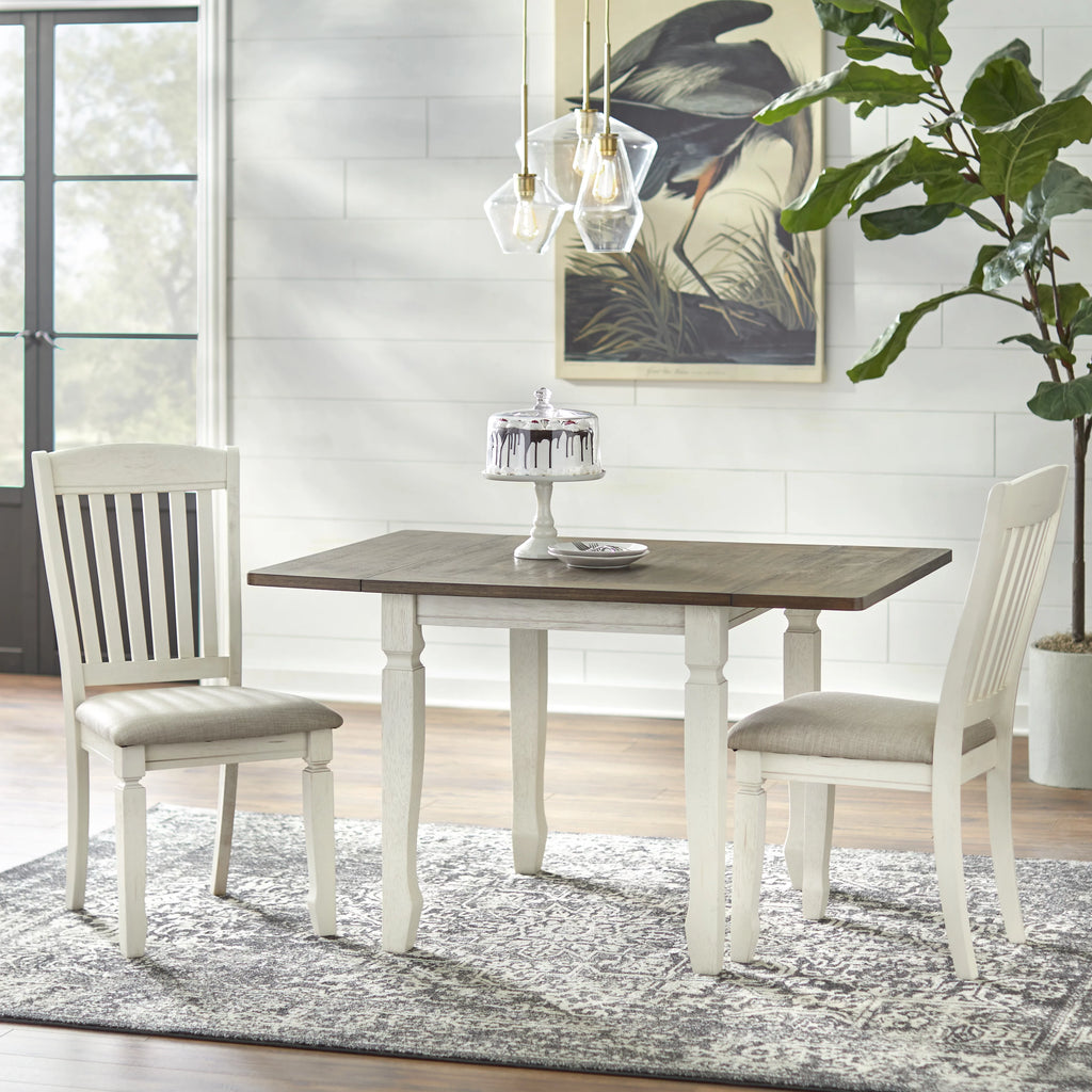 50 x 36 x 30 Walnut Antique White Square Dining Table G705