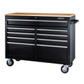 Black 9-Drawer Mobile Storage Cabinet with Solid Wood Top Q415020