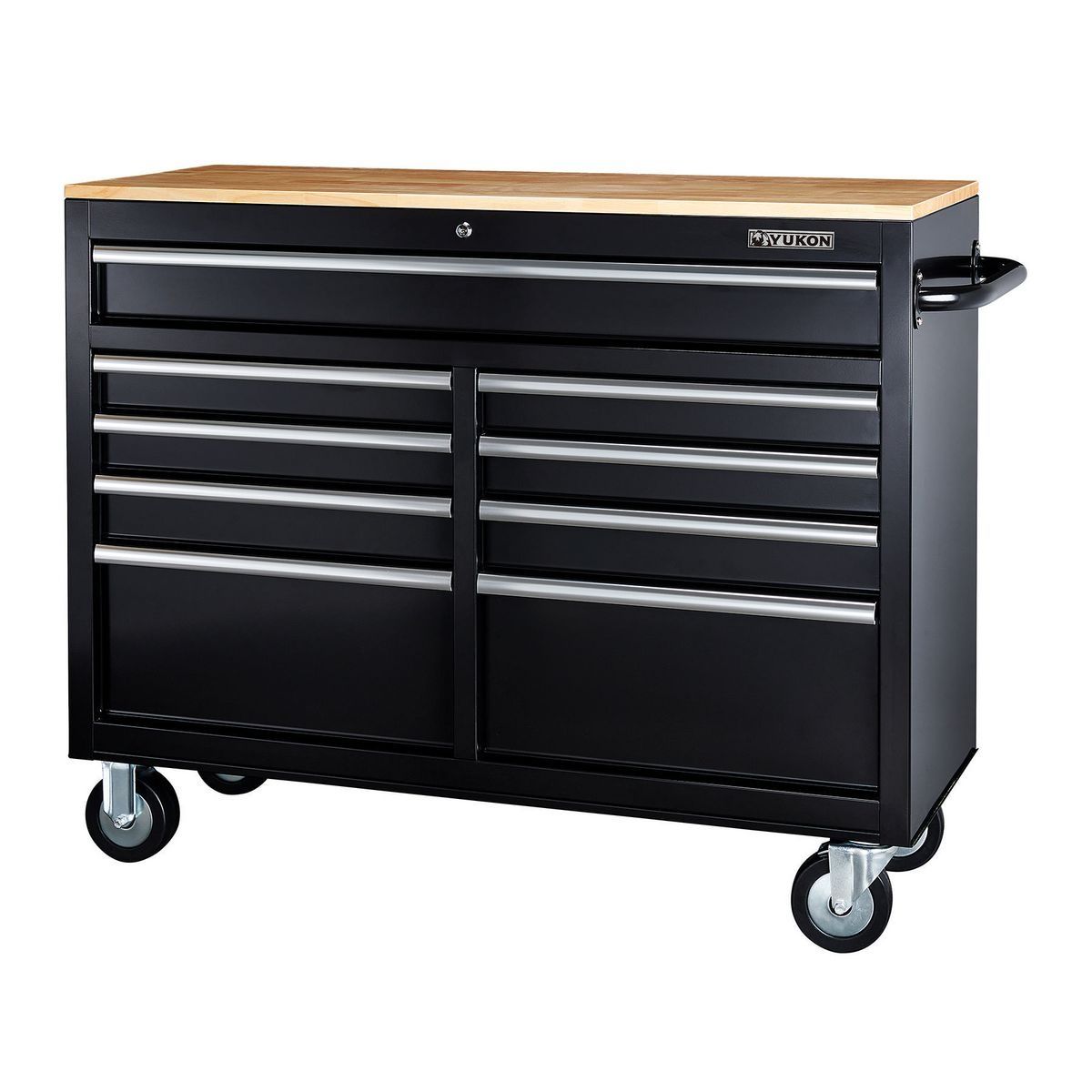 Black 9-Drawer Mobile Storage Cabinet with Solid Wood Top Q415020