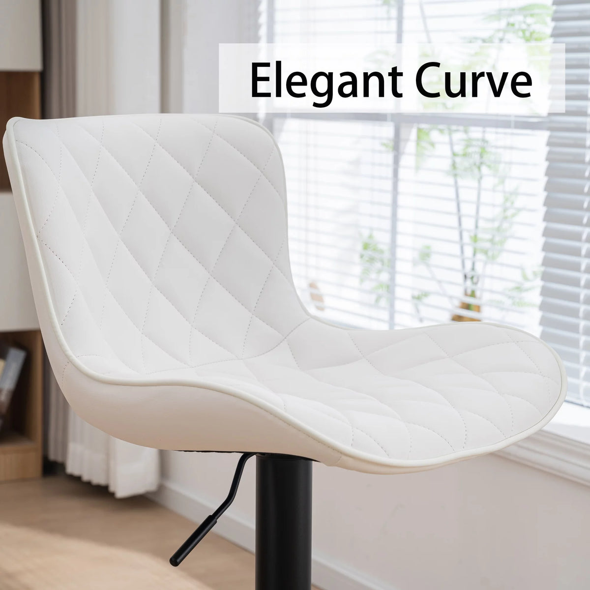 Adjustable White PU Leather Bar Stools Set of 2 H233