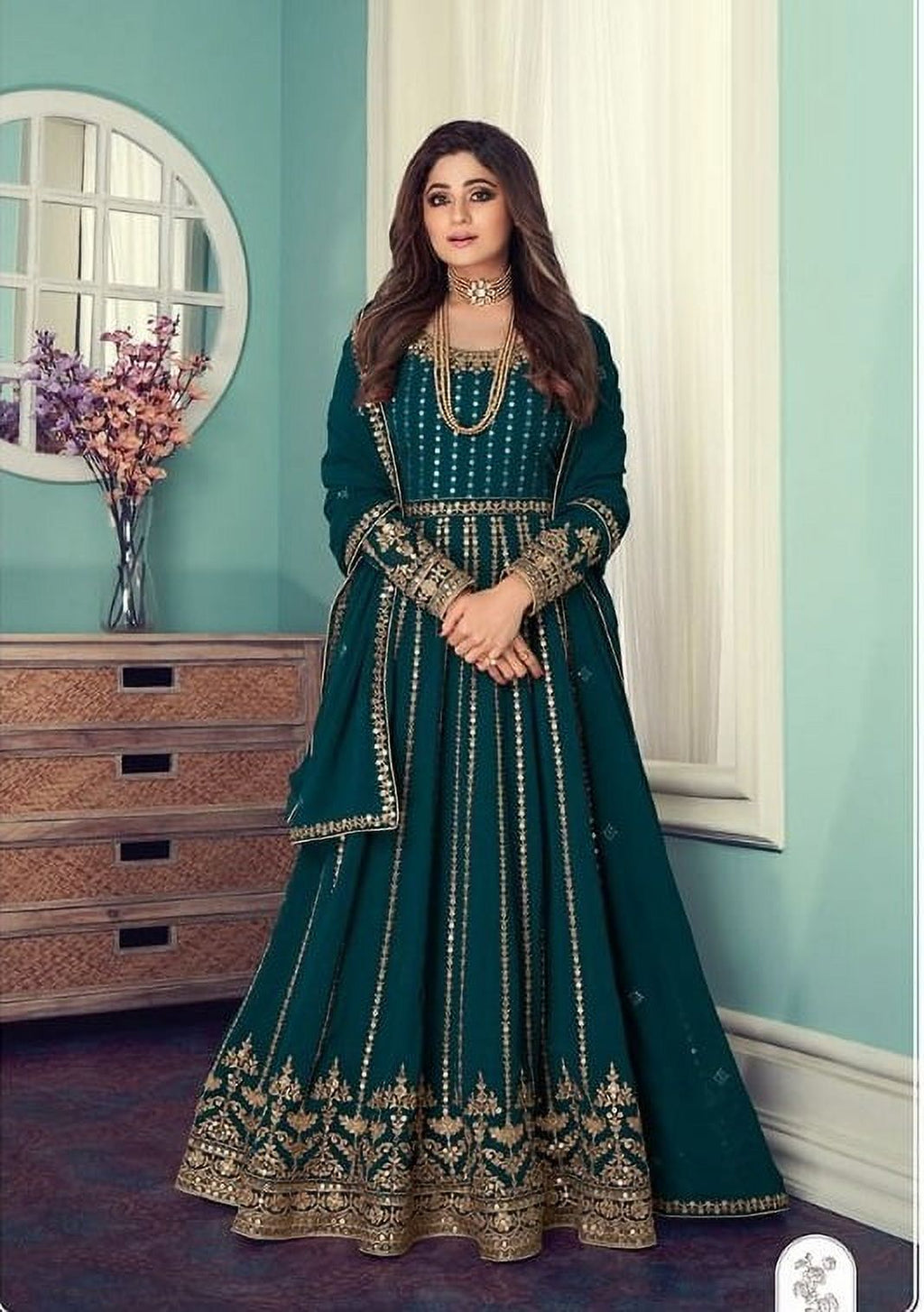 Sequin Anarkali Dress R13742