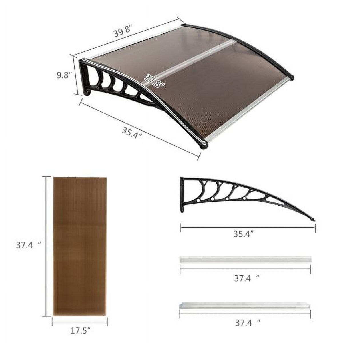 Window Awnings 40" x 38" Brown & Black X9701