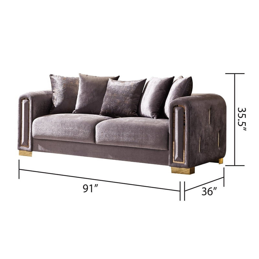Gray Velvet 2Pc Living Room Set I3548