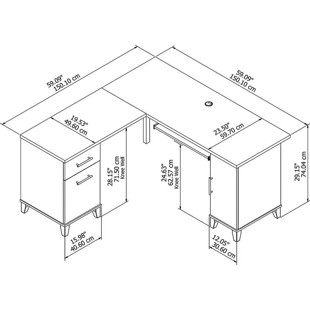 60" L Shaped Wood Desk Y566