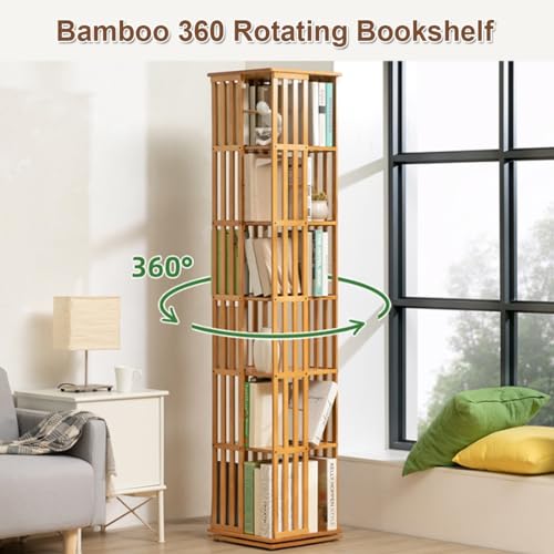 Bamboo 6 Tier Rotating Bookshelf L48107