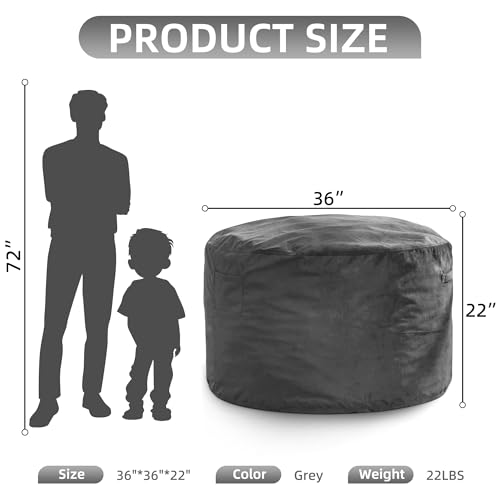 3FT Blue Velvet Memory Foam Bean Bag Chair J74012