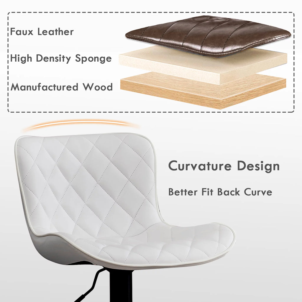 Adjustable White PU Leather Bar Stools Set of 2 H233